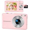 Children Camera, FHD 1080P Digital Camera for Kids Video Camera with 32GB SD Card 16X Digital Zoom, Compact Point and Shoot Camera Portable Small Camera for Teens Students Boys Girls Seniors(Pink)
