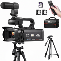 6K Video Camera Professional 60FPS for Filmmaking, Movie & Photography, Video Recorder Camera with 18X Zoom, Digital Camera for Video Recording, 4in Flip Touchscreen, Lightweight Tripods, 64GB, Kentfaith