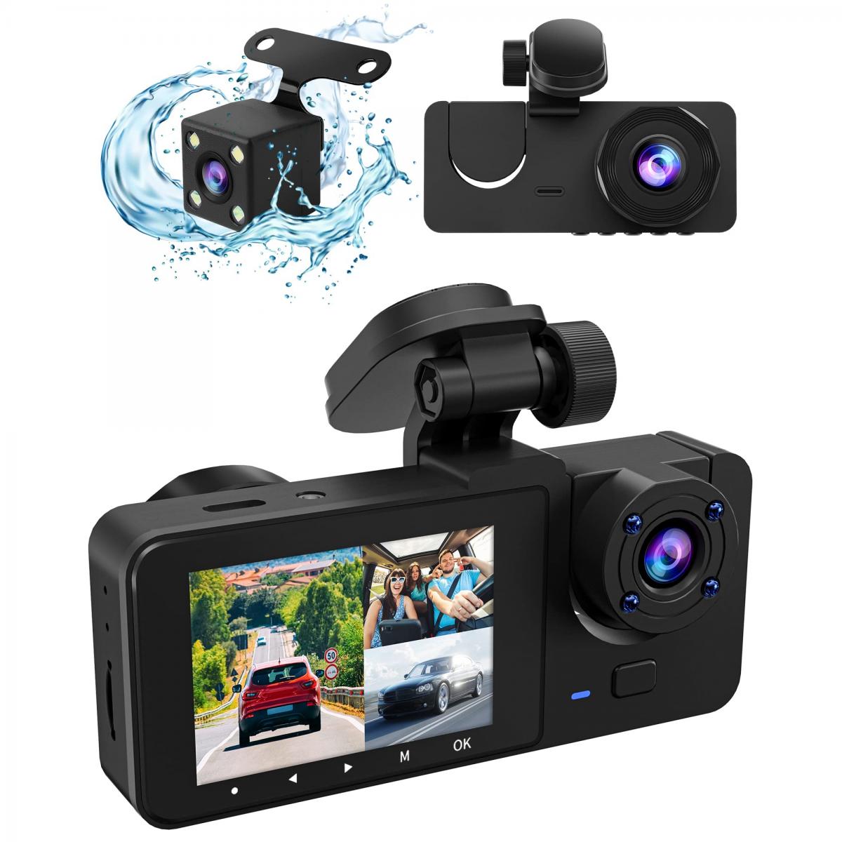 Kingslim D6 Dash Cam Rear Camera - Upgrade D6 to 3 Channel 4K Dash Cam  Front Rear and Inside, 3-Way 2K+2K+1080P Front Rear and Inside Dash Cam,  2-Way