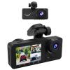 3 Channel Dash Cam Front and Rear Inside,1080P Full HD 170 Deg Wide Angle Dashboard Camera,2.0 inch IPS Screen,Built in IR Night Vision,G-Sensor,Loop Recording,24H Parking Recording.