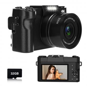 Digital Camera for Photography 4K 56MP Vlogging Camera for YouTube with 16X Digital Zoom,  32GB TF Card