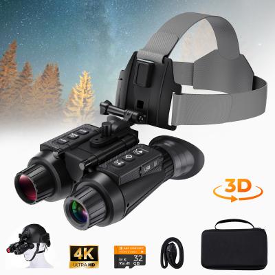 3D 4K Night Vision Goggles, Infrared Binoculars with Dual Displays, 250m/820ft Night Vision, 8X Zoom, Head-Mounted, 32GB Card Included, for Wildlife, Hunting & Outdoor, Kentfaith