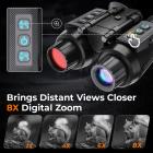 3D 4K Night Vision Goggles, Infrared Binoculars with Dual Displays, 250m/820ft Night Vision, 8X Zoom, Head-Mounted, 32GB Card Included, for Wildlife, Hunting & Outdoor, Kentfaith