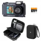 33ft/10m Waterproof Camera 4K 48MP HD Photos & Videos with Dual-Screen for Snorkeling, Surfing, Swimming, Waterproof Camera for Kids, Adults, includes EVA Storage Case, Black