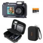 33ft/10m Waterproof Camera 4K 48MP HD Photos & Videos with Dual-Screen for Snorkeling, Surfing, Swimming, Waterproof Camera for Kids, Adults, includes EVA Storage Case, Black