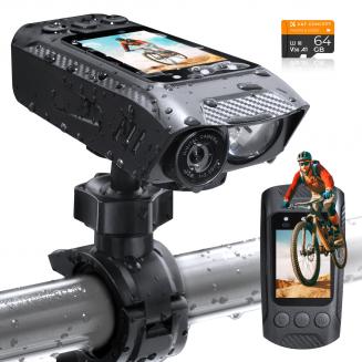 4K Bike Camera with  2" Display 1000LM Kentfaith Bike Dashcam IP67 Waterproof WIFI Connection