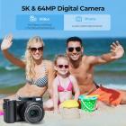 5K Digital Camera for Beginners 8X Optical Zoom Flip Selfie Screen with Tripod and EVA Storage Case Kentfaith