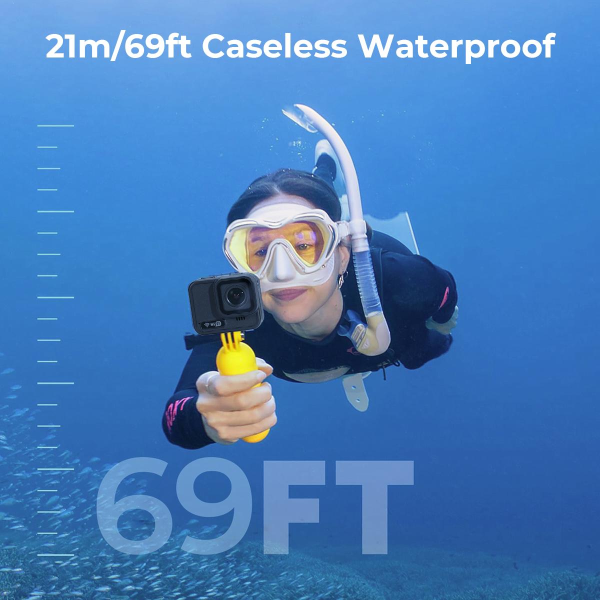 水中スポーツカメラ69フィート/21mシェルレス防水4 K 60 FPSビデオWiFi接続 K&F Concept