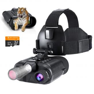 Infrared Night Vision Goggles for Helmet 4K 8X Digital Zoom Flashlight 32GB