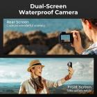 33ft/10m Waterproof Camera 4K 48MP HD Photos & Videos with Dual-Screen for Snorkeling, Surfing, Swimming, Waterproof Camera for Kids, Adults, includes EVA Storage Case, Orange