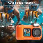 33ft/10m Waterproof Camera 4K 48MP HD Photos & Videos with Dual-Screen for Snorkeling, Surfing, Swimming, Waterproof Camera for Kids, Adults, Includes EVA Storage Case & Tripod, Orange
