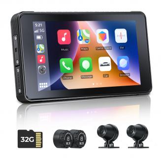 CarPlay for Motorcycle Android Auto Dash Cam Front and Rear GPS Navigation