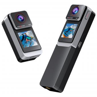 30m Waterproof Action Camera 4K with Detachable Handle Dual Screens 7H Battery Life 170° FOV