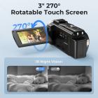 5K 48MP Camcorder with Flip Touchscreen for Vlogging, HD WiFi Video Camera with IR Night Vision, Aluminum Tripod, Remote Control, Suitable for Filmmaking, YouTube Beginners