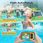 Waterproof Digital Camera for Kids 5m Underwater 48MP, for Snorkeling Swimming, Includes EVA Storage Case & Tripod Kentfaith