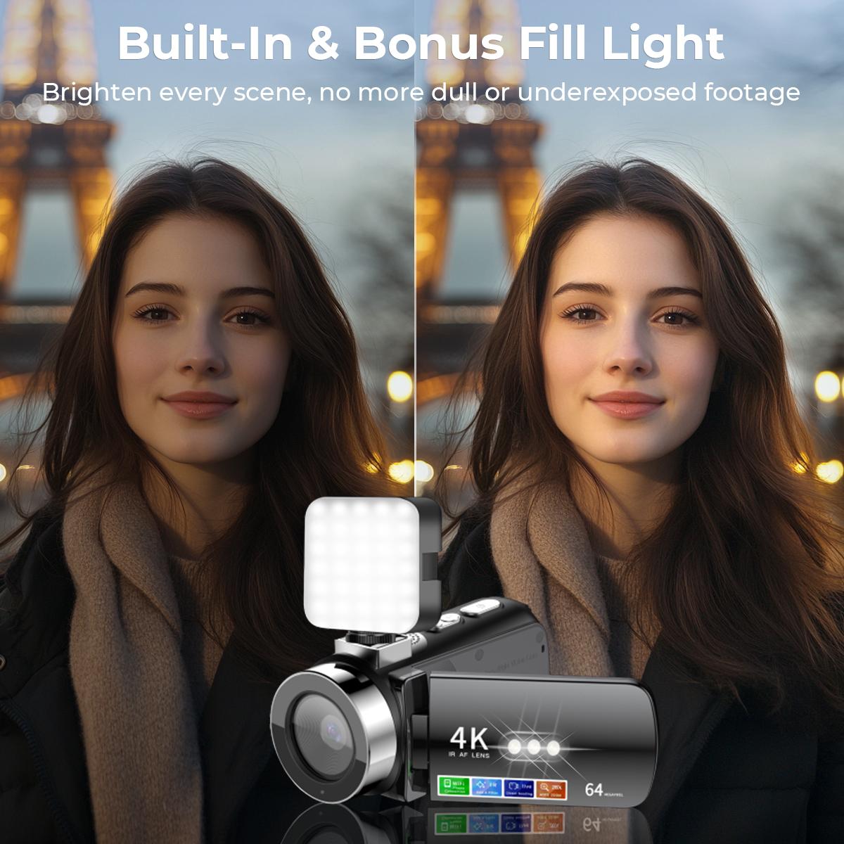 Camera Kent 4K Video Camera, 64MP Photos, WiFi Connect, 28X Zoom, Wireless Mic ...