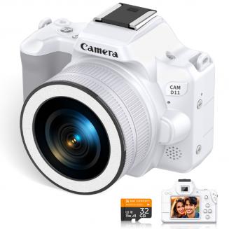 Compact Camera for Travel, 2K Videos 48MP Photos 16X Zoom, 12 LEDs Fill Light, DSLR-like Bokeh,, EIS Stabilization, Kentfaith Digital Camera for Travel, Vlog, TikTik