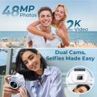 Compact Camera for Travel, 2K Videos 48MP Photos 16X Zoom, 12 LEDs Fill Light, DSLR-like Bokeh,, EIS Stabilization, Kentfaith Digital Camera for Travel, Vlog, TikTik