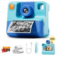 Kids Camera Instant Print, Christmas Birthday Gifts for Girls Boys 3-12, 24MP 1080P Selfie, Kentfaith (Blue)