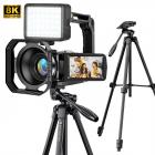 8K Camcorder, 15PCS Complete Kit, with Sony CMOS Sensor, 18X Zoom, HDMI Output for Live Streaming, WiFi Transfer, 2 Batteries, Tripod Included, for Vlogs, Family Memories, Content Creation, Kentfaith