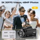 5K Camcorder with 10X Optical Zoom, 30FPS Video Camera, Aluminum Tripod, WiFi Transfer, Remote Control, 6-axis Stabilization, Dual Batteries, Kentfaith