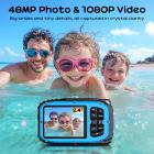 Waterproof Digital Camera for Kids 5m Underwater 48MP, for Snorkeling Swimming, Includes EVA Storage Case & Tripod Kentfaith