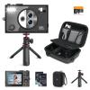 5K 75MP Compact Digital Camera, 3 Lens 12X Zoom Autofocus for YouTube Vlogging, Compact Tripod, Camera Bag, 32GB Card 2 Batteries, Kentfaith