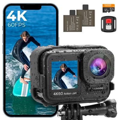 4K60FPS 48MP 66FT Waterproof Action Camera without a Case, Dual Screens, 64GB Card, EIS, WiFi Remote Control, Kentfaith