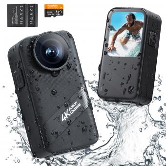 4K 60FPS Waterproof Action Camera 20M/66FT Underwater, 6-Axis Stabilization, Built-in WiFi, 2in Touch Screen Kentfaith