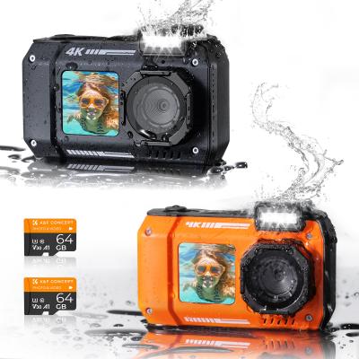 Waterproof Camera 10m, 4K Underwater Camera with Dual Screens for Kids, Adults, Snorkling, Swimming, 48MP Kentfaith Digital Camera, Black