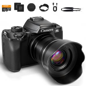 4K 75MP Digital Cameras for Photography, 20X Optical Zoom, WiFi Youtube Vlogging Camera with Autofocus & Dual Lens for Selfie, 4in Touchscreen Kentfaith