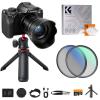 5K 75MP Digital Camera for Photography, 20X Optical Zoom, WiFi Youtube Vlogging Camera with Autofocus & Dual Lens for Selfie, 4in Touchscreen, 52mm Black Mist 1/4 + CPL Filter, Camera Tripod, Kentfaith