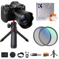 5K 75MP Digital Camera for Photography, 20X Optical Zoom, WiFi Youtube Vlogging Camera with Autofocus & Dual Lens for Selfie, 4in Touchscreen, 52mm Black Mist 1/4 + CPL Filter, Camera Tripod, Kentfaith
