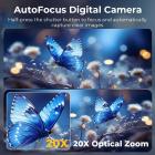 5K 75MP Digital Camera for Photography, 20X Optical Zoom, WiFi Youtube Vlogging Camera with Autofocus & Dual Lens for Selfie, 4in Touchscreen, 52mm Black Mist 1/4 + CPL Filter, Camera Tripod, Kentfaith
