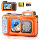 8K 90MP Waterproof Digital Camera 15m/49FT Undervann, Dual Screen for Selfie, bygget i WiFi, for Gudg, Snorkeling, svømming, Surfing, #
