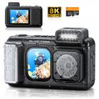 8K 90MP Waterproof Digital Camera 15m/49FT Undervann, Dual Screen for Selfie, bygget i WiFi, for Gudg, Snorkeling, svømming, Surfing, #
