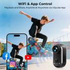 4K 30FPS Mini Body Camera for barn, kjæledyr, tommelfingerstørrelse, 30M/96FT vanntett, EIS, innebygd WiFi, 350 min batteri, 145° linsevinkel, håndfri POV-opptak for sykling, vlogging, strand, Kentfaith
