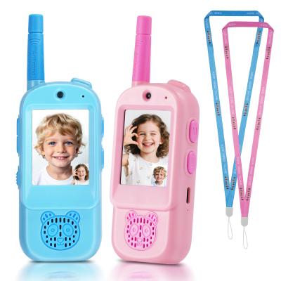 Walkie Talkies de Video para Niños, Alcance de 200M/656FT, Cambiador de Voz, Cámara HD, Pantalla de 2 Pulgadas, Juguetes Recargables para Interiores y Exteriores para Niños y Niñas de 3 a 12 Años, Paquete de 2, Kentfaith