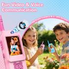 Walkie Talkies de Vídeo para Crianças, Alcance de 200M/656FT, Modificador de Voz, Câmera HD, Tela de 2 Polegadas, Brinquedos Recarregáveis para Interior e Exterior para Meninos e Meninas de 3-12 Anos, Pacote com 2, Kentfaith