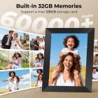 Quadro Digital de Fotos, Tela Sensível ao Toque de 10 Polegadas, Transferência WiFi de Qualquer Canto, 32GB de Armazenamento, Conexão e Compartilhamento Multi-usuário, Rotação Automática, Kentfaith