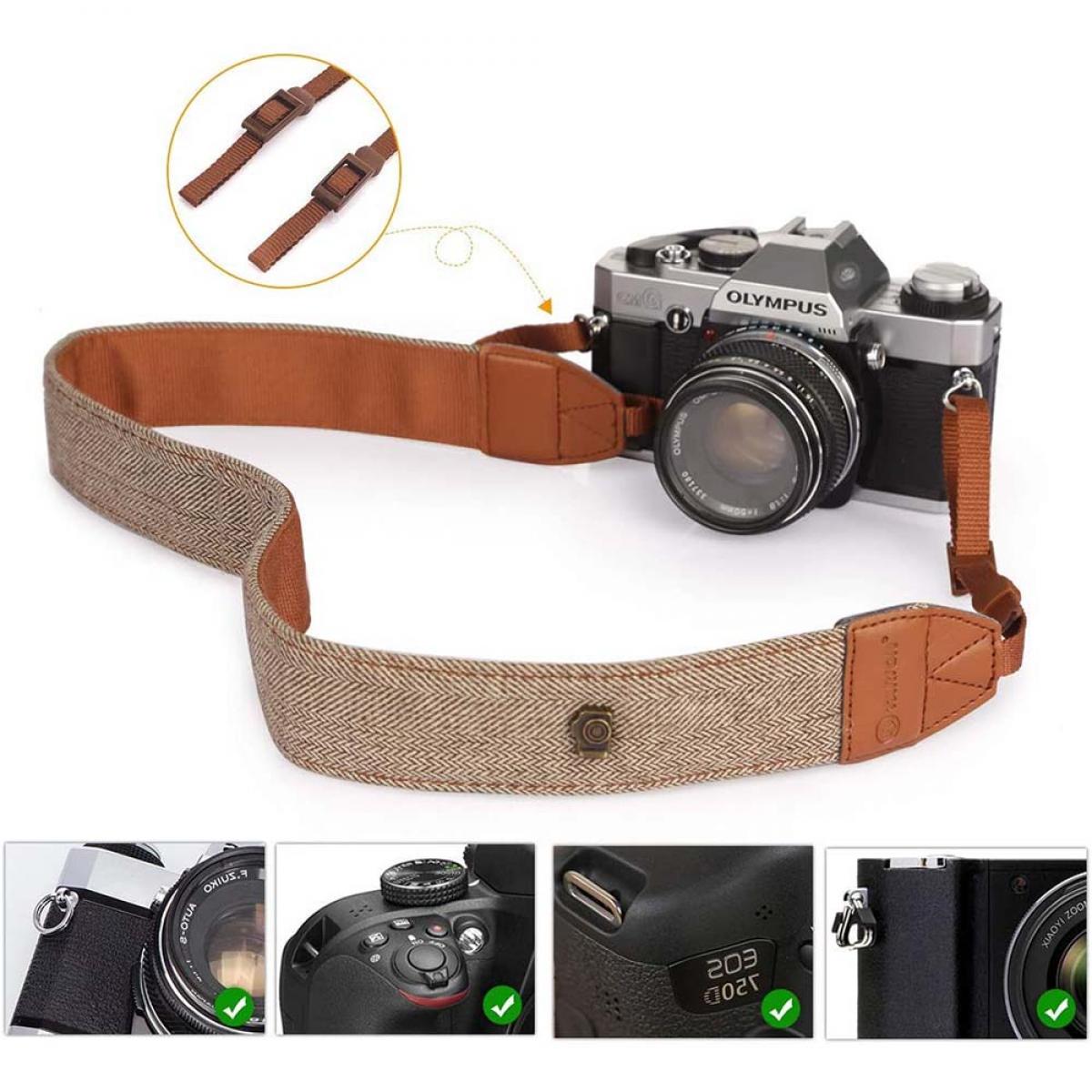 Adjustable Retro Camera Shoulder Straps-Classic Brown Woven