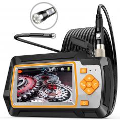 Industrial Borescope, 1080P Dual Lens Borescope, 5.5mm Snake Borescope Camera with Wire Rope, 4.3' IPS Screen, 8 LED Lights