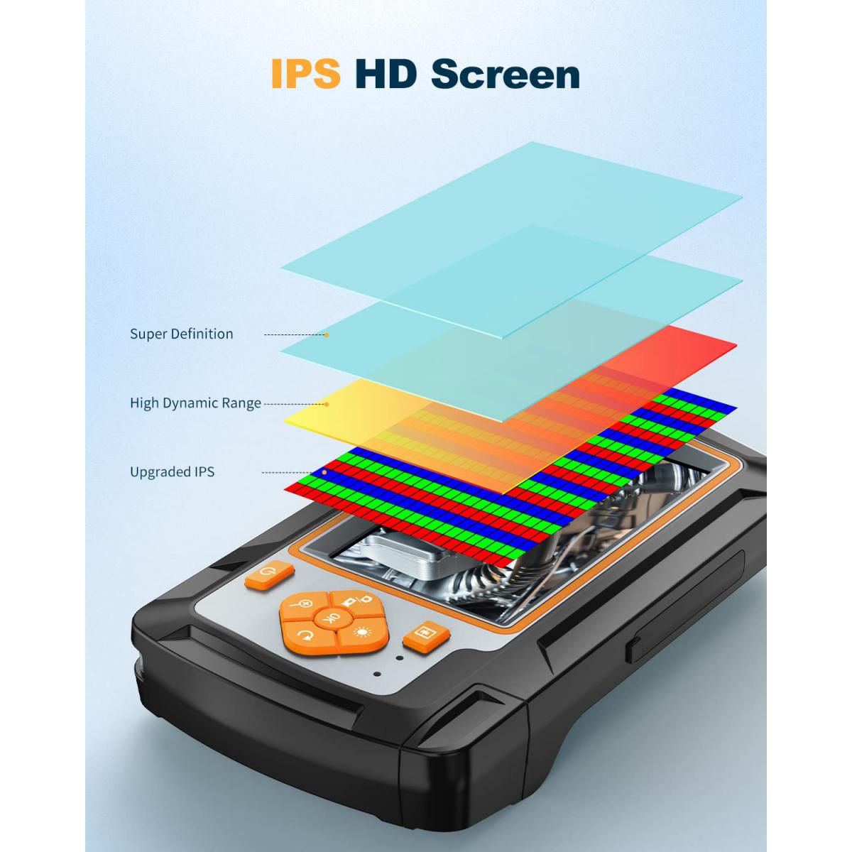 内視鏡、デュアルレンズ検査カメラ、1080P HDボアスコープ、5.5mm 32.8ft/10m金属ケーブル、4.3'IPSハードスクリーン -  KF Concept