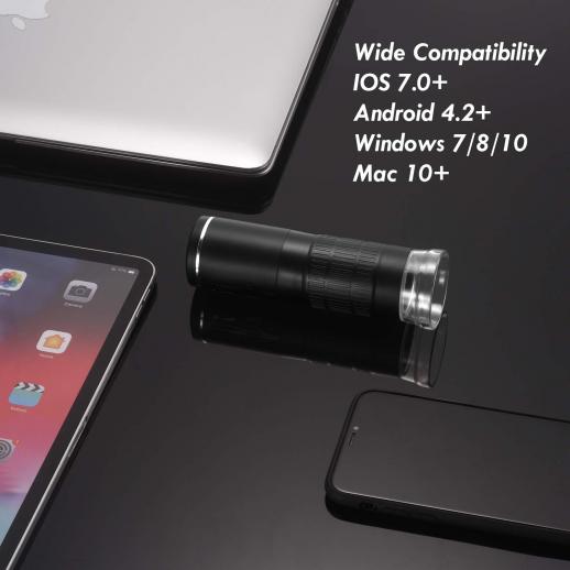 0 to 200X Magnification Camera Compatible with Android and iOS Smartphone or Tablet Windows Mac Mini Handheld USB Digital Microscope WiFi Microscope
