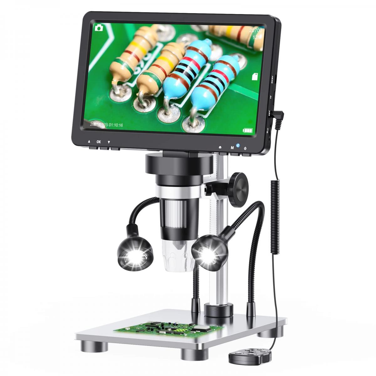 Handheld Microscope with 4-inch Screen and 32GB SD Card, 1080FHD Portable  Digital Microscope with 8 LED Lights, Windows/Mac OS Compatible.