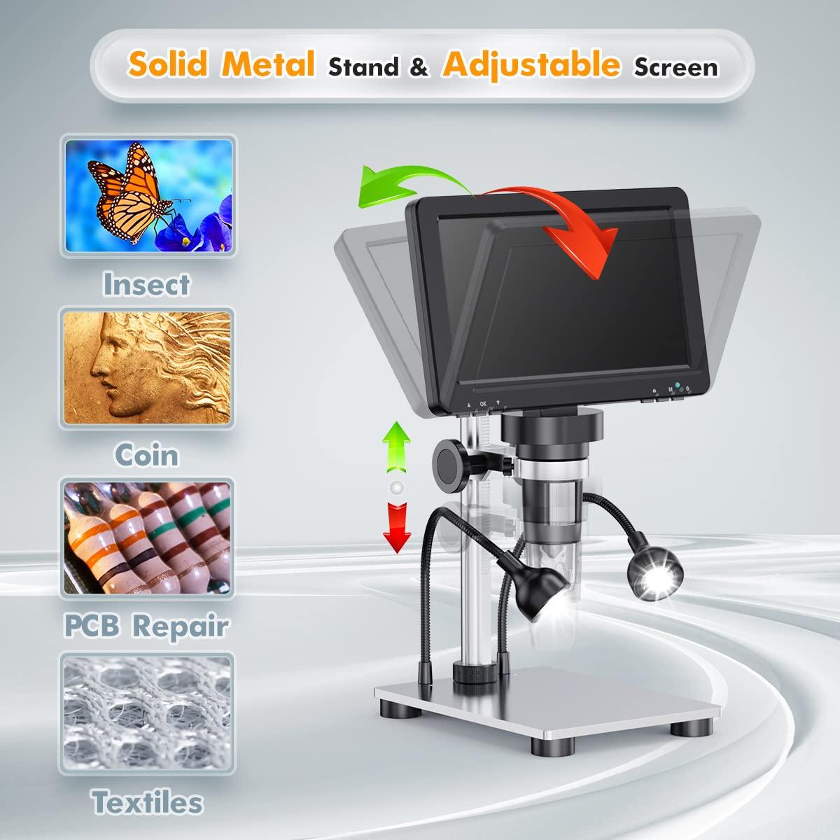 DM9 7" LCD Digital Microscope 1200X KentFaith Microscopes KENTFAITH