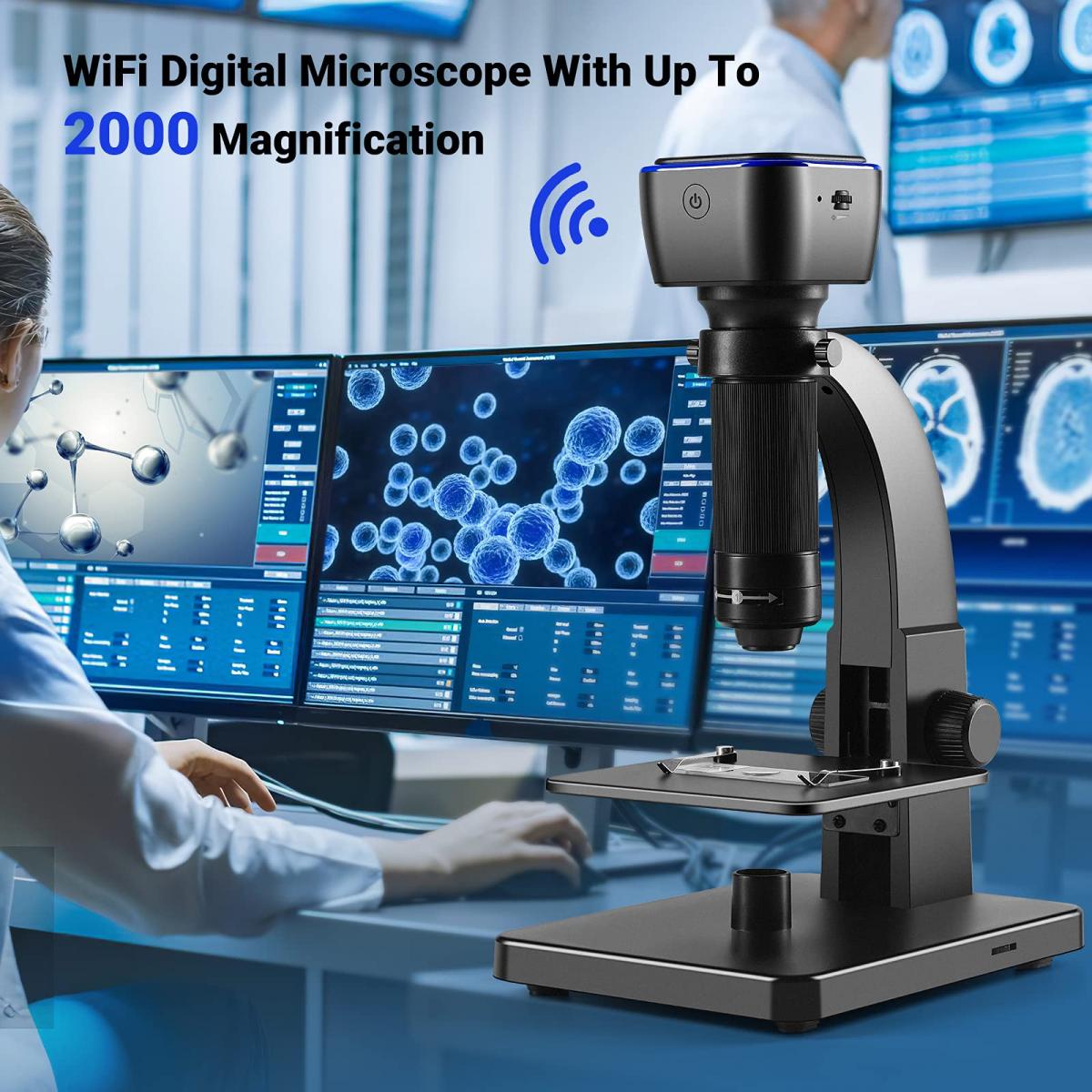 2000X Digital Microscope, 500W Pixel, HD Visual WiFi Digital Microscope, Portable Electron