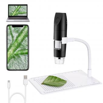 WiFi and USB Digital Microscope, 1000X Zoom, 1080P Full HD, with Height Adjustable Stand, Mini Microscope for Kids with 8 LED Lights, for Mobile Phone, Android, PC Windows, iPhone, iOS, Mac