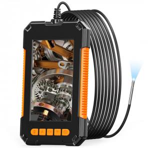 Kentfaith Inspection Camera 8mm Industrial Endoscope Camera 4.3 Inch HD Screen 1080P Snake Camera with LED Lights, Semi Rigid Cable for Auto, Engine, Drain Inspection (8mm, 5m/16.4ft) Orange