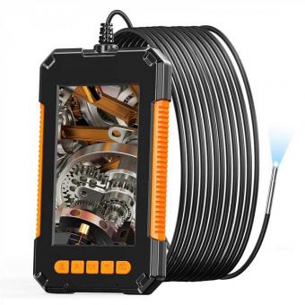 Inspection Camera 8mm Industrial Endoscope Camera 4.3 Inch HD Screen 1080P Snake Camera with LED Lights, Semi Rigid Cable for Auto, Engine, Drain Inspection (8mm, 10m/32.8ft) Orange